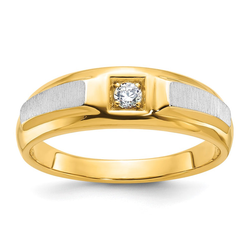 10K Two-Tone Ibgoodman Men'S Polished And Satin Diamond Ring Mounting
