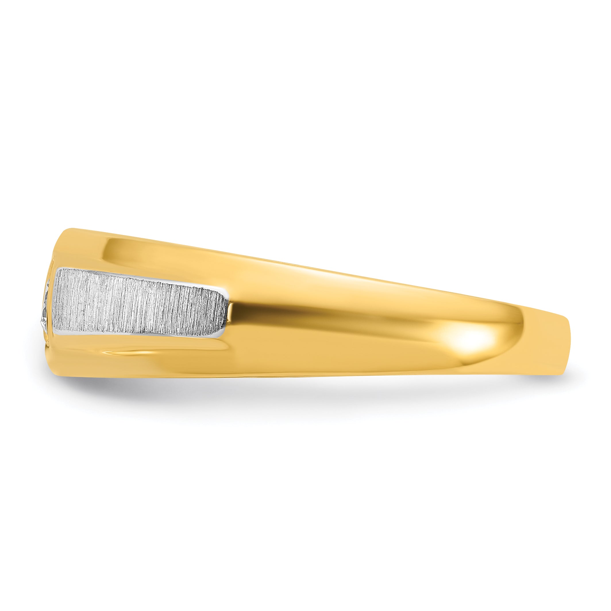 14k Two-tone Gold Men's Polished and Satin 1/10 carat Diamond Complete Ring