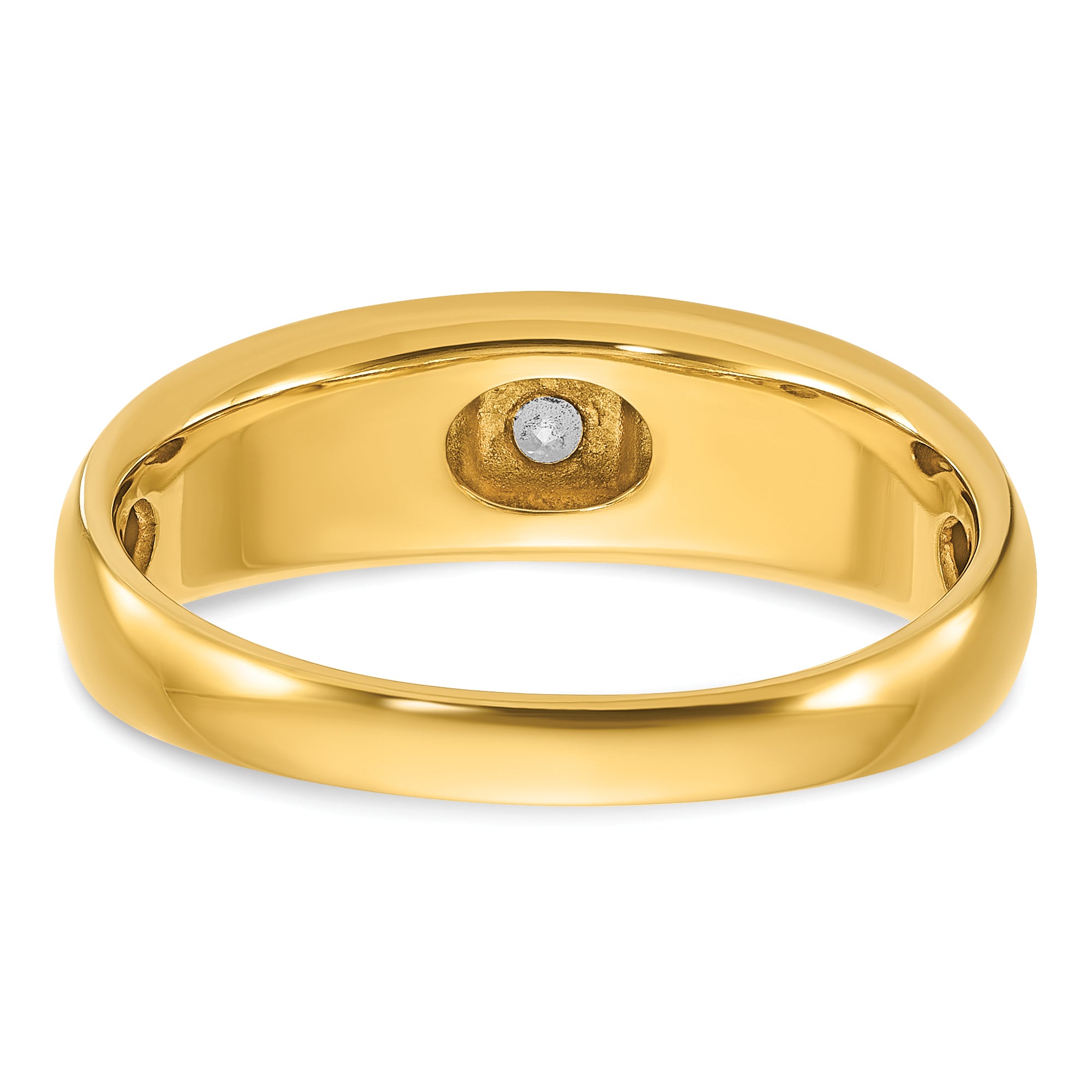 14k Two-tone Gold Men's Polished and Satin 1/10 carat Diamond Complete Ring