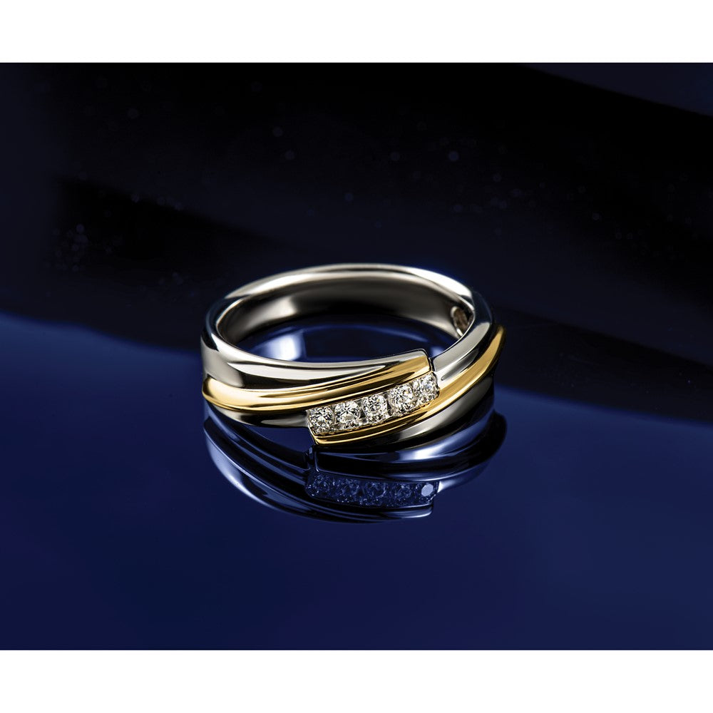 14k Two-tone Two Tone 1/6 Ct. Lab Grown Diamond VS/SI+ G+ Polished Men's Five Stone Ring