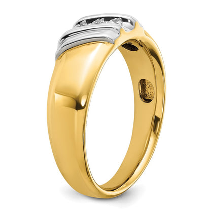 14k Two-tone Gold Men's 1/6 carat Diamond Complete Ring