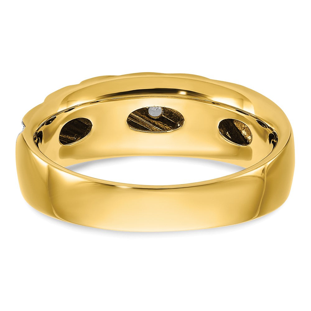 14k Yellow & Rhodium Gold with White Rhodium Men's Polished Satin 1/6 carat Diamond Complete Ring
