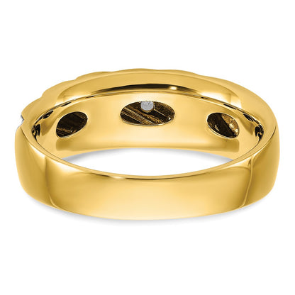 14k Yellow & Rhodium Gold with White Rhodium Men's Polished Satin 1/6 carat Diamond Complete Ring