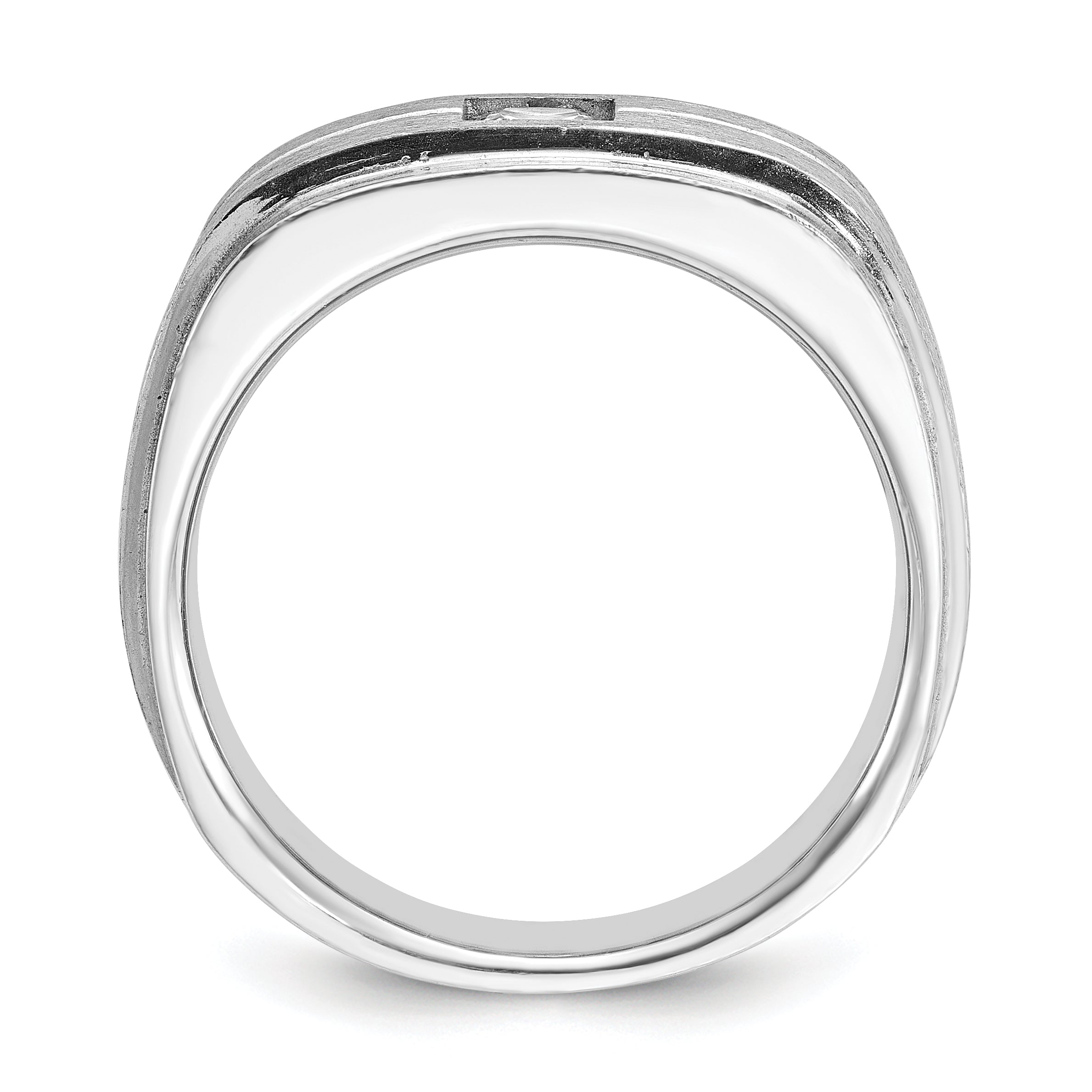 14k White Gold Men's Polished and Satin 3/8 carat Diamond Complete Ring