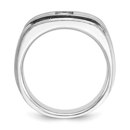 14k White Gold Men's Polished and Satin 3/8 carat Diamond Complete Ring