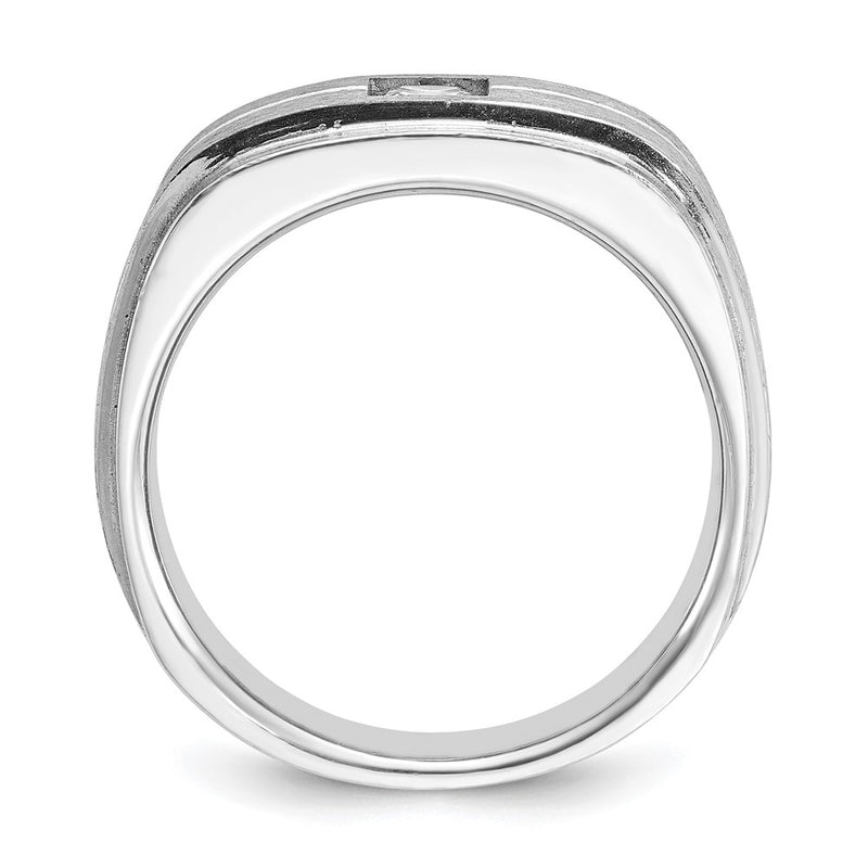 14k White Gold Men's Polished and Satin 3/8 carat Diamond Complete Ring