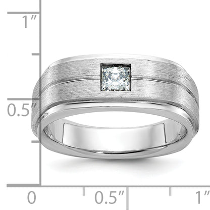 14k White Gold Men's Polished and Satin 3/8 carat Diamond Complete Ring