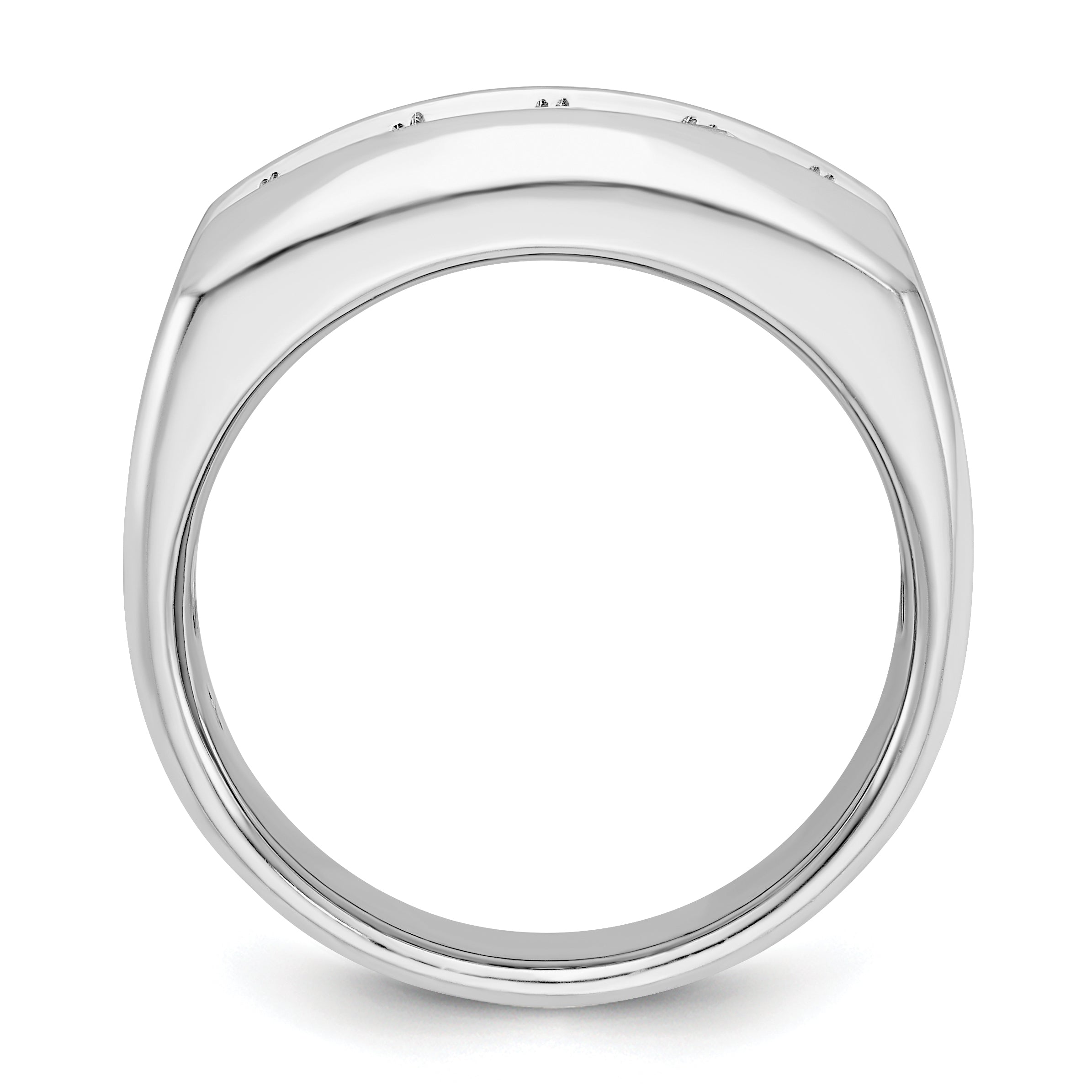 14k White Gold Men's Polished and Satin 1 carat Diamond Complete Ring