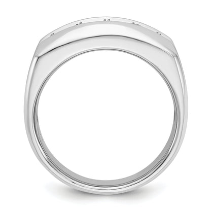 14k White Gold Men's Polished and Satin 1 carat Diamond Complete Ring