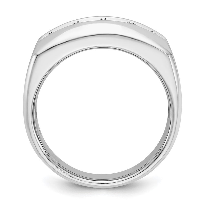 14k White Gold Men's Polished and Satin 1 carat Diamond Complete Ring