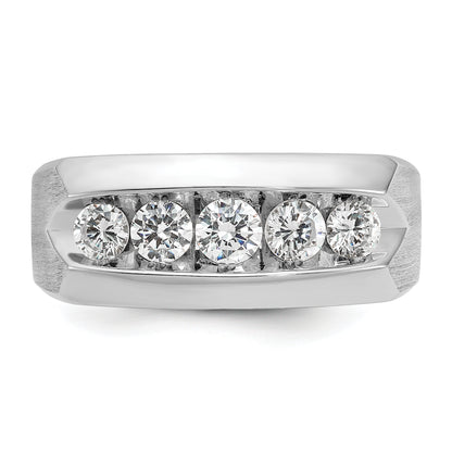14k White Gold Men's Polished and Satin 1 carat Diamond Complete Ring