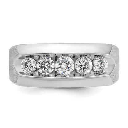 14k White Gold Men's Polished and Satin 1 carat Diamond Complete Ring