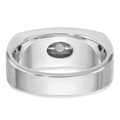 14k White Gold Men's Polished and Satin 1 carat Diamond Complete Ring