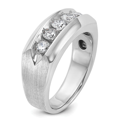 14k White Gold Men's Polished and Satin 1 carat Diamond Complete Ring