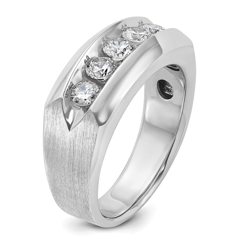 14k White Gold Men's Polished and Satin 1 carat Diamond Complete Ring