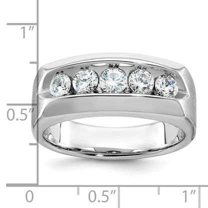 14k White Gold Men's Polished and Satin 1 carat Diamond Complete Ring