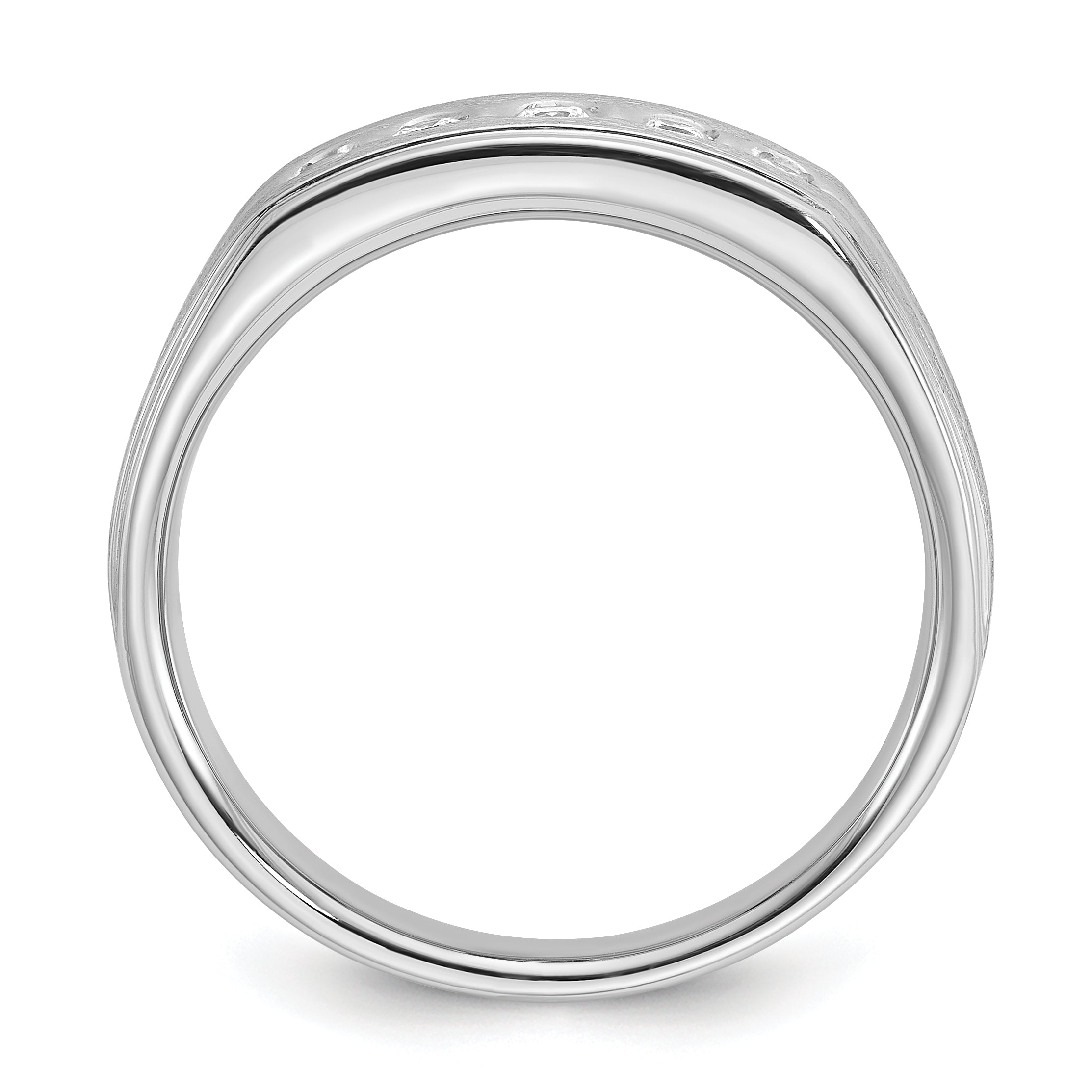 14k White Gold Men's Polished and Satin 1/4 carat Diamond Complete Ring