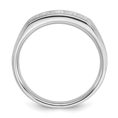 14k White Gold Men's Polished and Satin 1/4 carat Diamond Complete Ring