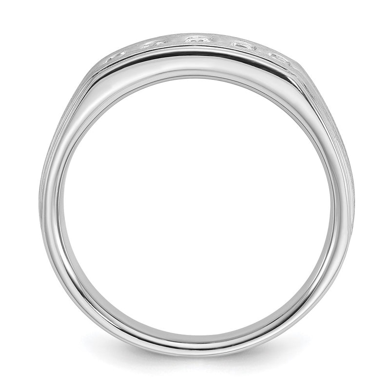 14k White Gold Men's Polished and Satin 1/4 carat Diamond Complete Ring