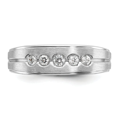 14k White Gold Men's Polished and Satin 1/4 carat Diamond Complete Ring