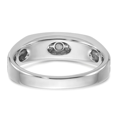 14k White Gold Men's Polished and Satin 1/4 carat Diamond Complete Ring