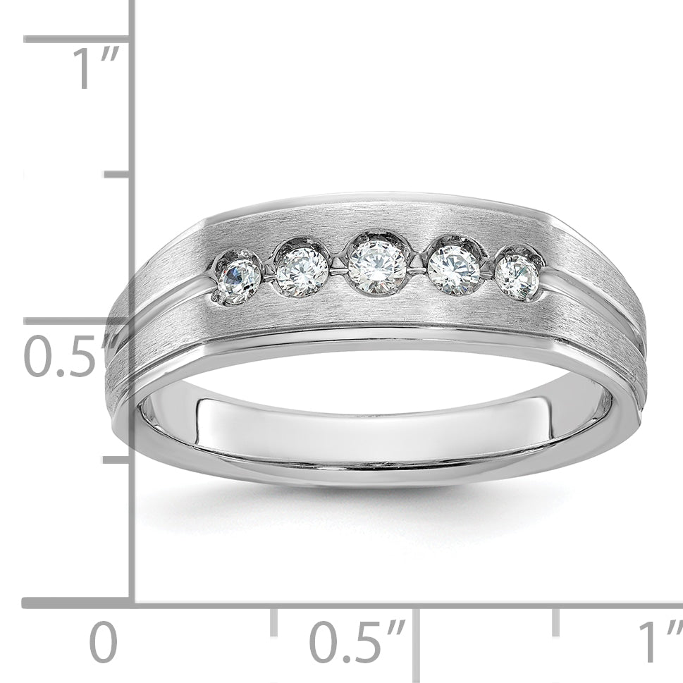 14k White Gold Men's Polished and Satin 1/4 carat Diamond Complete Ring