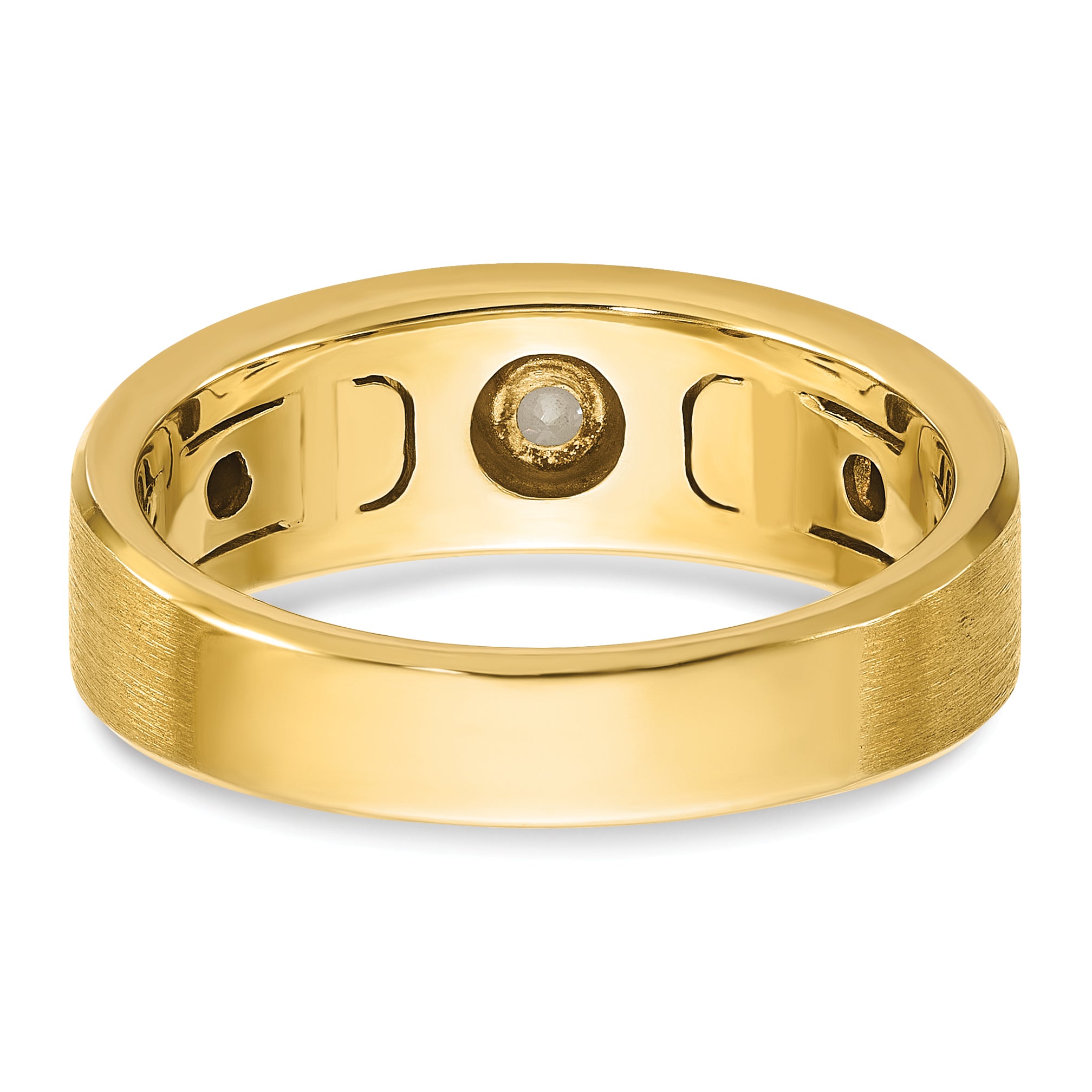10K Two-Tone Ibgoodman Men'S Polished And Satin Diamond Complete Ring