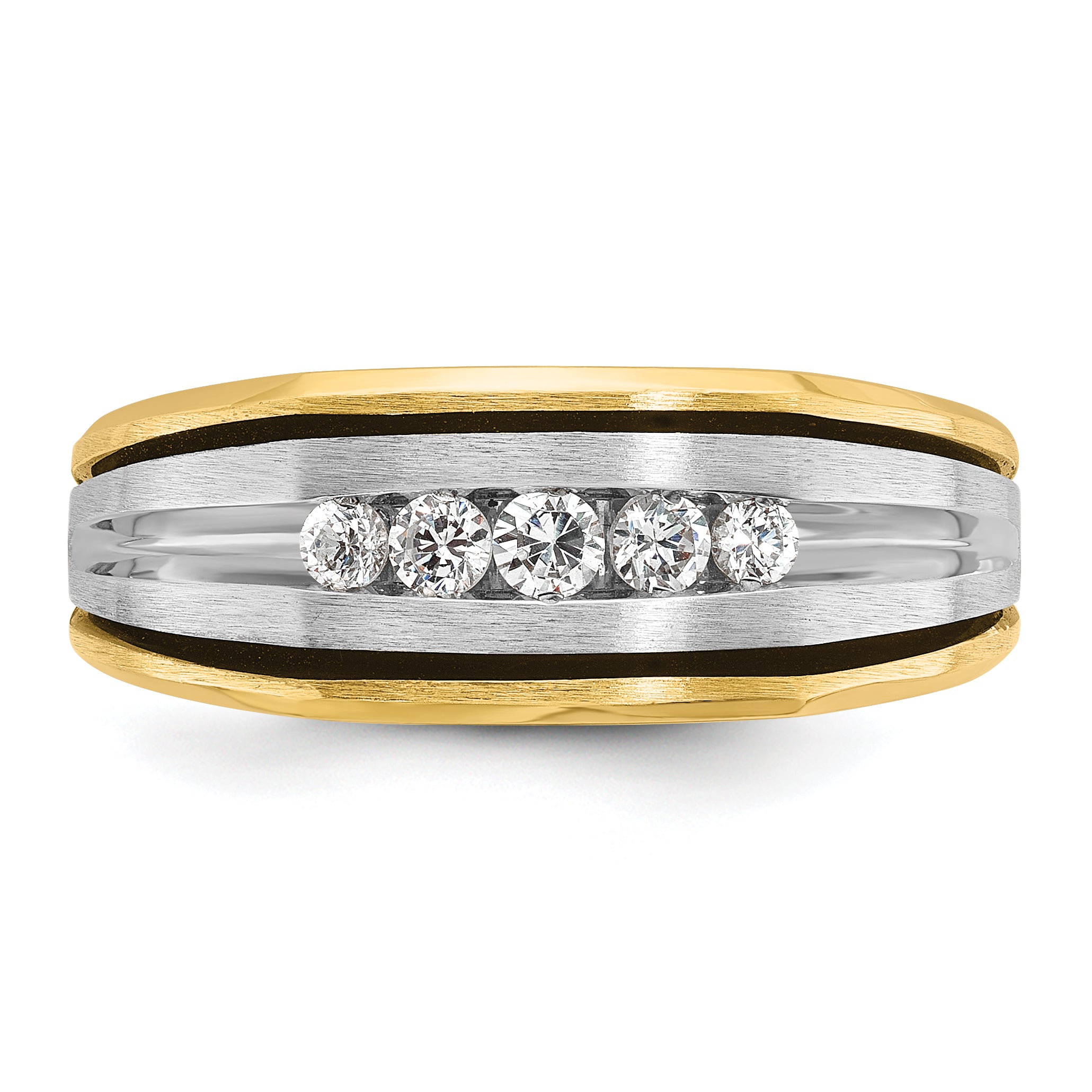 14k Two-tone Gold w/Black Rhodium Men's 1/4 carat Diamond Complete Ring