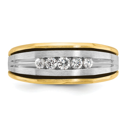 14k Two-tone Gold w/Black Rhodium Men's 1/4 carat Diamond Complete Ring