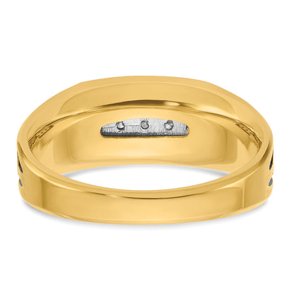 14k Two-tone Gold w/Black Rhodium Men's 1/4 carat Diamond Complete Ring