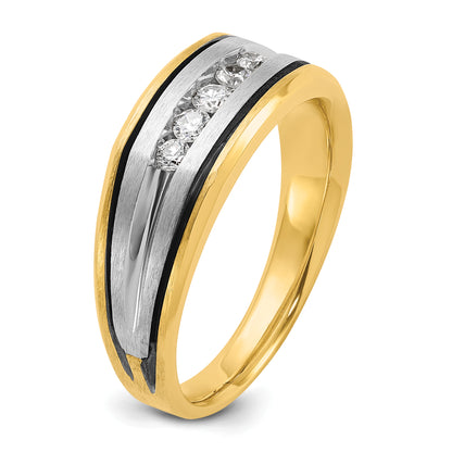 14k Two-tone Gold w/Black Rhodium Men's 1/4 carat Diamond Complete Ring