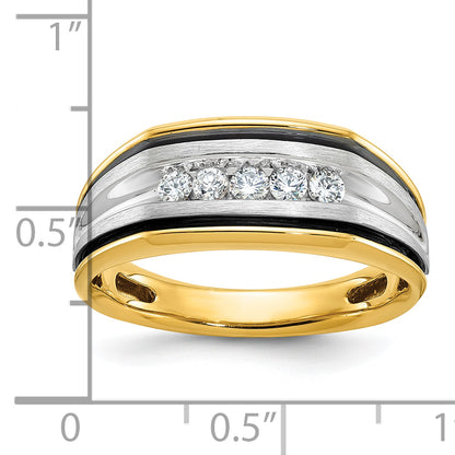 14k Two-tone Gold w/Black Rhodium Men's 1/4 carat Diamond Complete Ring