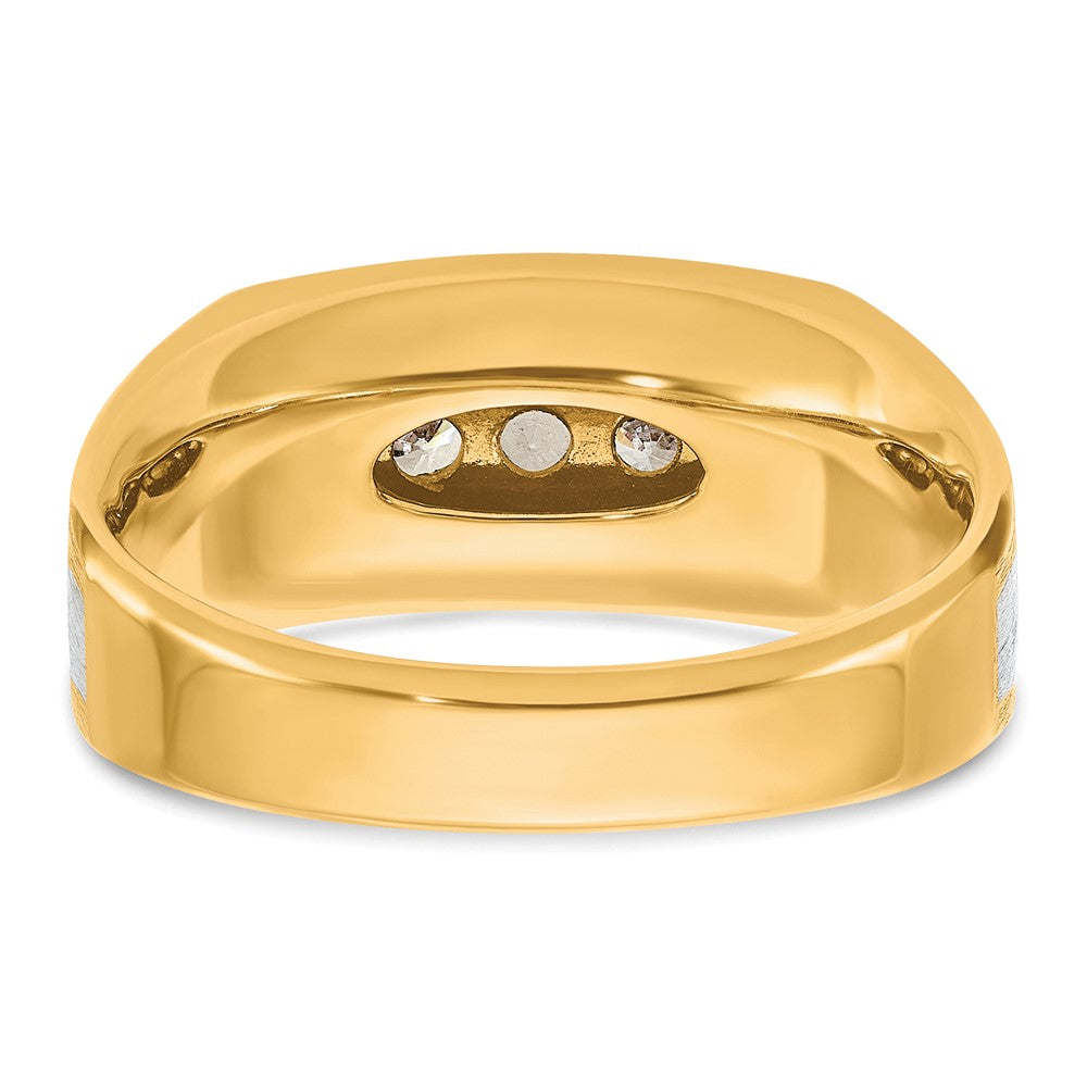 10K Two-Tone Ibgoodman With Black Rhodium Men'S Polished Satin And Grooved 5-Stone 1/2 Carat A Quality Diamond Ring