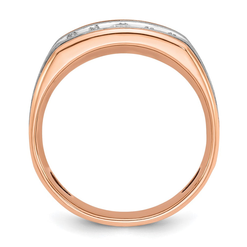 14k White/Rose Gold Two-tone Gold White/Rose w/Black Rhodium Men's Satin 1/2 carat Diamond Ring