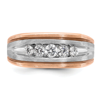 14k White/Rose Gold Two-tone Gold White/Rose w/Black Rhodium Men's Satin 1/2 carat Diamond Ring