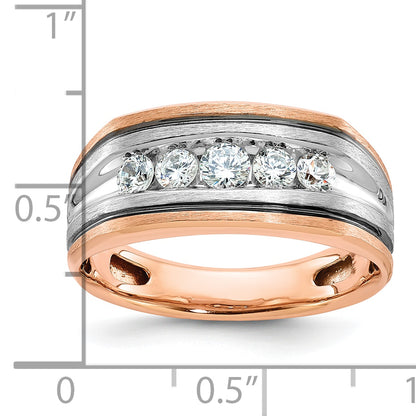 14k White/Rose Gold Two-tone Gold White/Rose w/Black Rhodium Men's Satin 1/2 carat Diamond Ring