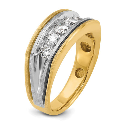 14k Two-tone Gold w/Black Rhodium Men's 1 carat Diamond Complete Ring