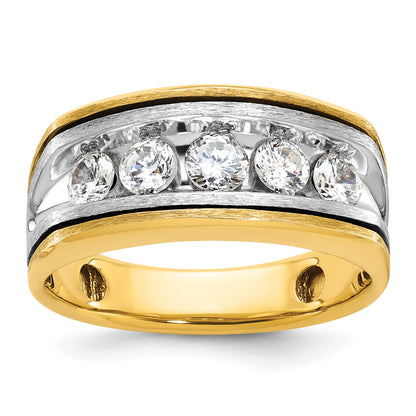 14k Two-tone Gold w/Black Rhodium Men's 1 carat Diamond Complete Ring