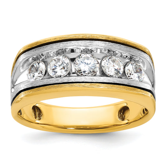 14k Two-tone Gold w/Black Rhodium Men's 1 carat Diamond Complete Ring