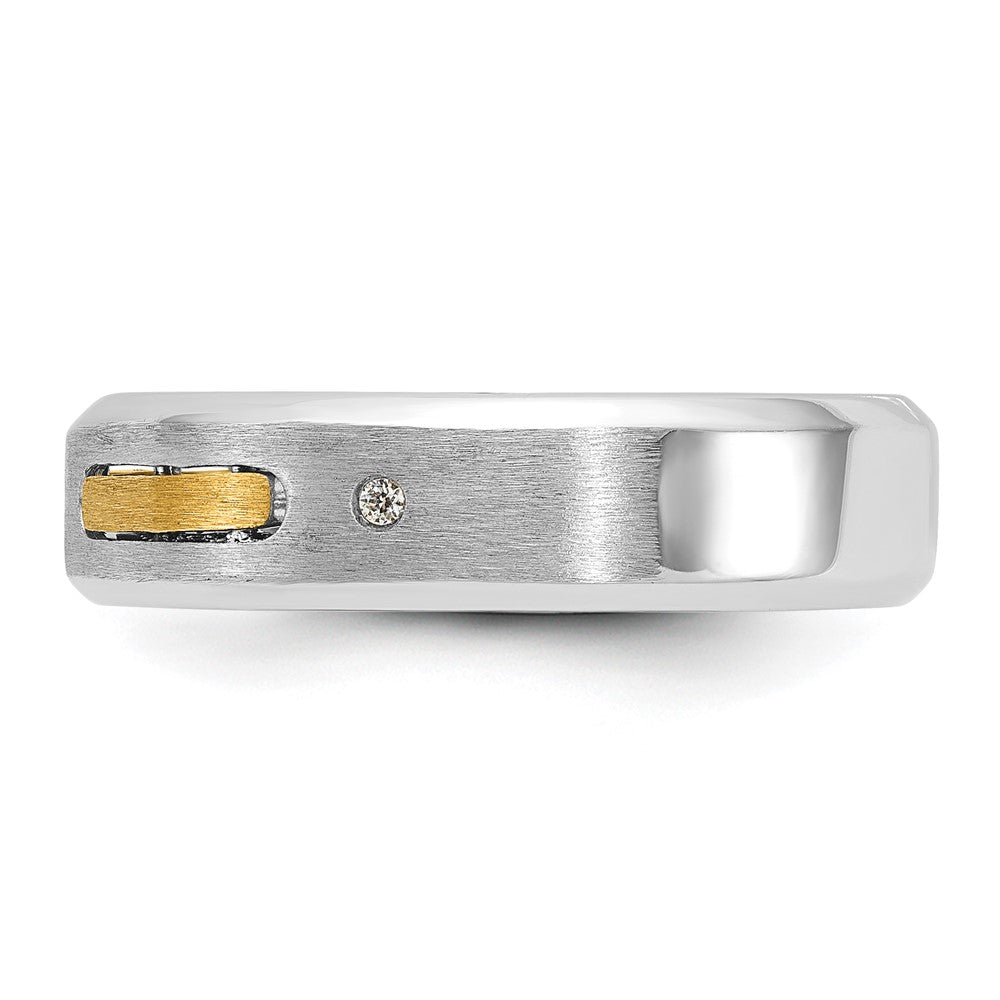 14k Two-tone Gold Men's Polished and Satin Diamond Complete Ring