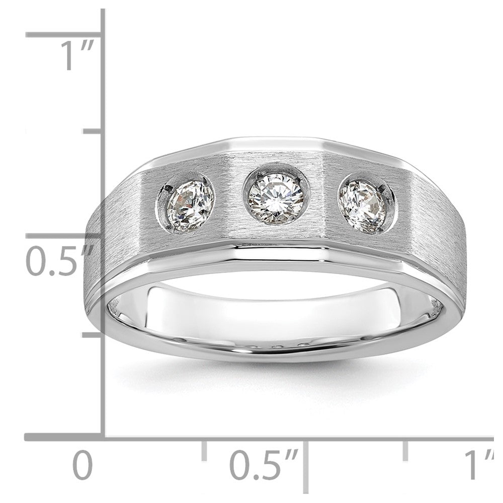 14k White Gold Men's Polished and Satin 3/8 carat Diamond Complete Ring