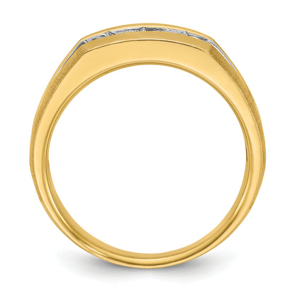 14k Yellow & Rhodium Gold with White Rhodium Men's 1/2 carat Diamond Complete Ring
