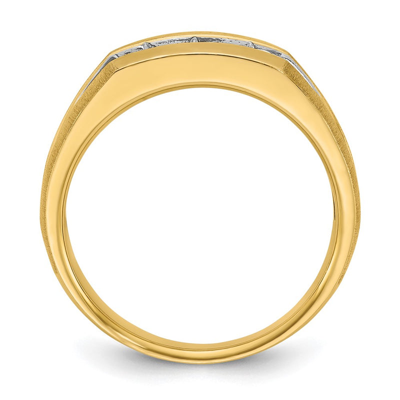 14k Yellow & Rhodium Gold with White Rhodium Men's 1/2 carat Diamond Complete Ring