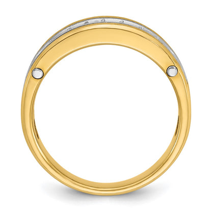 14k Two-tone Gold Men's Polished and Satin 1/2 carat Diamond Complete Ring