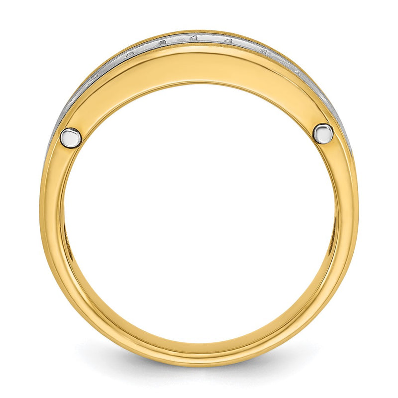 14k Two-tone Gold Men's Polished and Satin 1/2 carat Diamond Complete Ring
