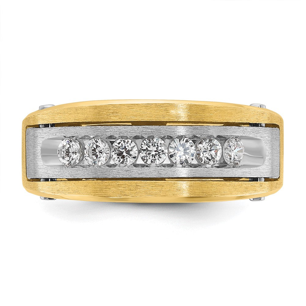 14k Two-tone Gold Men's Polished and Satin 1/2 carat Diamond Complete Ring