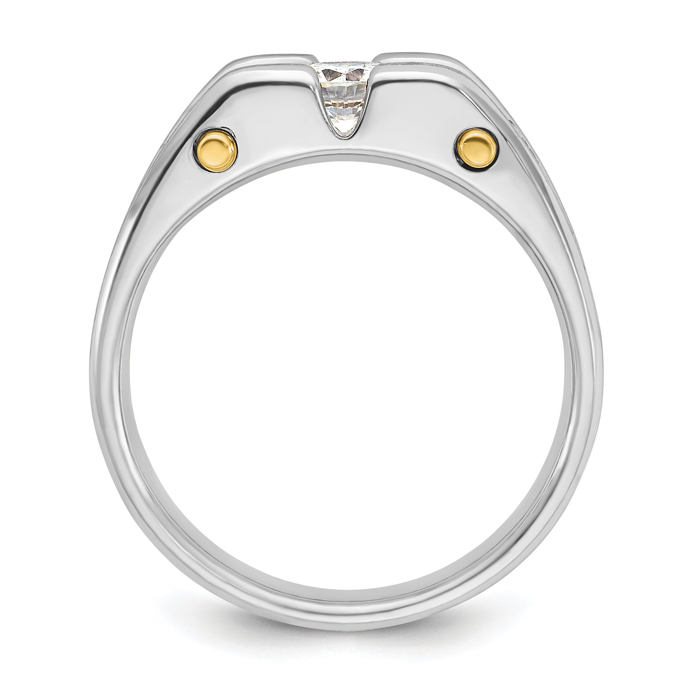 10K Two-Tone Ibgoodman Men'S Polished Satin And Cut-Out 3-Stone Ring Mounting