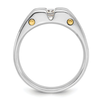 10K Two-Tone Ibgoodman Men'S Polished Satin And Cut-Out 3-Stone Ring Mounting