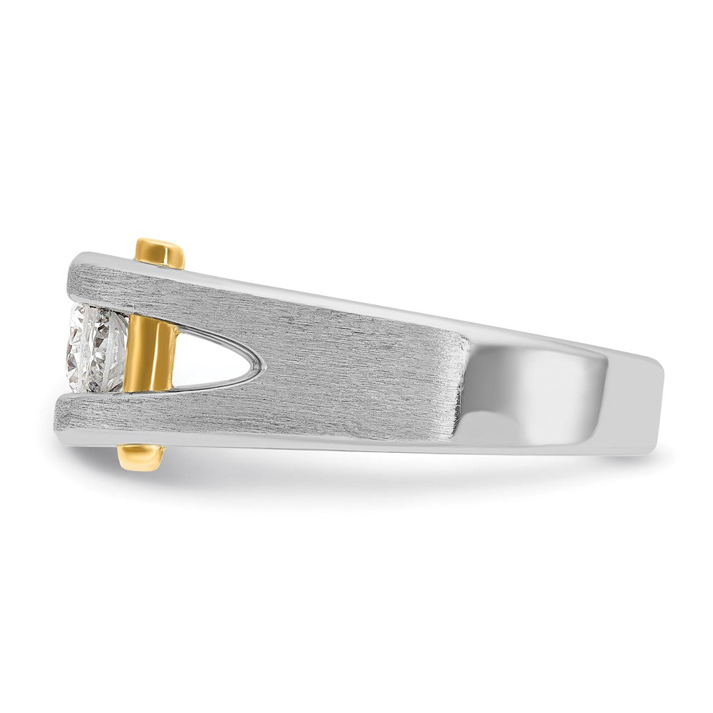 10K Two-Tone Ibgoodman Men'S Polished Satin And Cut-Out 3-Stone 3/4 Carat A Quality Diamond Ring