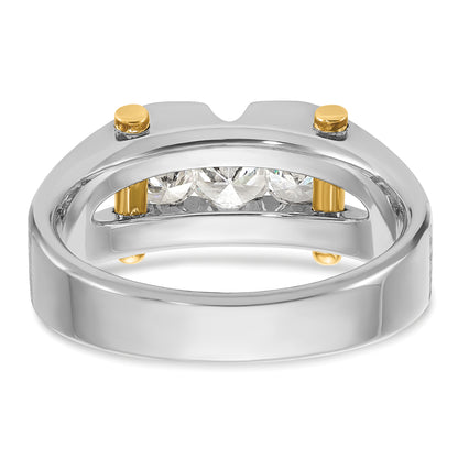 10K Two-Tone Ibgoodman Men'S Polished Satin And Cut-Out 3-Stone Ring Mounting